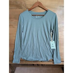 Ibex T-Shirt Women S Blue The Art Of Wool Sitka 24 Hour Long Sleeve Low Crew NWT